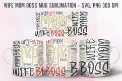 "Custom designed Wife Mom Boss mug on desk setup"