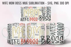 "Custom designed Wife Mom Boss mug on desk setup"