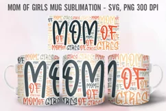 "Mom of Girls custom sublimation coffee mug on floral background"
