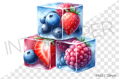 Fruit ice cubes filled with strawberry and blueberry PNG art Product Image 1