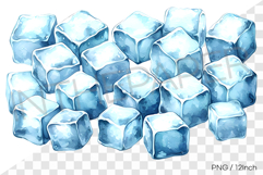 Scattered ice cubes spread across a surface PNG Clipart Product Image 1