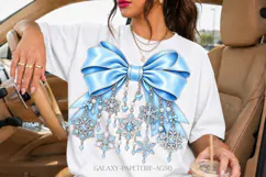 Blue Snowflake Bow PNG with Icy Crystal Effect Product Image 3