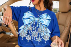 Blue Snowflake Bow PNG with Icy Crystal Effect Product Image 1