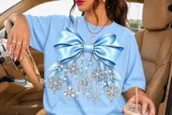 Blue Snowflake Bow PNG with Icy Crystal Effect Product Image 2