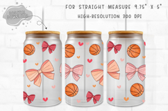 Basketball Bows Glass Can Wrap, Sports Girls Tumbler Wrap Product Image 1
