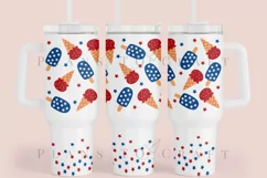 ice cream 4th of july 40oz quencher tumbler sublimation full wrap high resolution transparant background