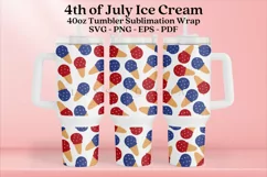 ice cream 4th of july 40oz quencher tumbler sublimation full wrap SVG high resolution transparent background