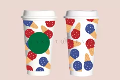 Ice Cream 4th of july starbucks 16oz hot cup tumbler wrap svg presized template for tumbler grande suitable for cricut and silhouette