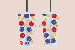 Ice Cream 4th of july starbucks 24oz cold cup tumbler wrap svg presized template for tumbler venti suitable for cutting machine or sublimation