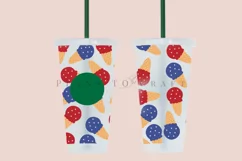 Ice Cream 4th of july starbucks 24oz cold cup tumbler wrap svg presized template for tumbler venti suitable for cutting machine or sublimation
