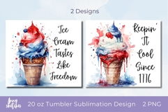 Patriotic Ice Cream Tumbler Wrap Bundle 2 PNGs 4th of July Product Image 2