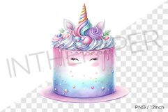 Lovely pastel unicorn face ice cream cake PNG dessert illust Product Image 1