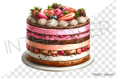 Sweet berry and chocolate layered ice cream cake PNG dessert Product Image 1