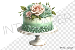 Elegant vintage flower ice cream cake PNG dessert clipart Product Image 1
