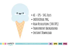 Cute ice cream clipart with colorful coordinated character designs