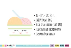 Cute ice cream clipart with colorful coordinated summer designs