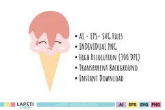 Cute ice cream clipart with colorful coordinated summer designs