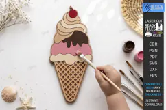 Ice Cream Coloring Laser Cut | Kids Craft | Coloring Toy SVG Product Image 1