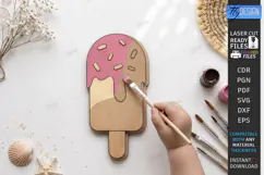 Ice Cream Coloring Laser Cut | Kids Craft | Coloring Toy SVG Product Image 1