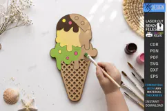 Ice Cream Coloring Laser Cut | Kids Craft | Coloring Toy SVG Product Image 1