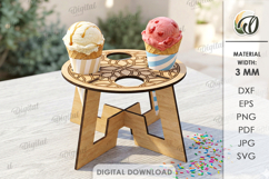 Ice Cream Cone Holder Laser Cut. Ice Cream Stand SVG Product Image 1