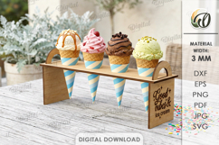 Ice Cream Cone Holder Laser Cut. Ice Cream Stand SVG Product Image 1