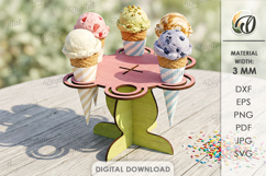 Ice Cream Cone Holder Laser Cut. Ice Cream Stand SVG Product Image 1