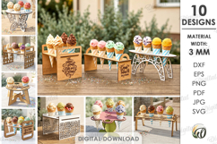 Ice Cream Cone Holders Bundle Laser Cut. Ice Cream Stand SVG Product Image 1