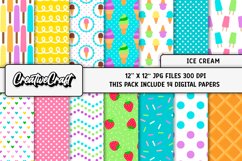 Ice Cream Digital Papers, summer digital scrapbook designs Product Image 1