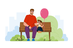 Father and daughter enjoying ice cream in park Product Image 1