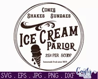 Vintage Farmhouse Home Round Sign Svg | Ice Cream Parlor Product Image 2
