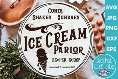 Vintage Farmhouse Home Round Sign Svg | Ice Cream Parlor Product Image 1