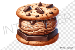 Thick chocochip chocolate ice cream sandwich PNG dessert art Product Image 1