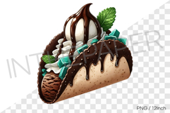Dark chocolate shell mint vanilla ice cream taco PNG dessert Product Image 1