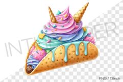 Pastel rainbow swirl mini cone ice cream taco PNG dessert Product Image 1