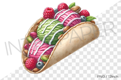 Matcha strawberry scoop berry ice cream taco PNG dessert art Product Image 1