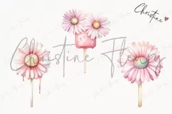 Watercolor Pink Floral Ice Cream | Wedding PNG Product Image 3