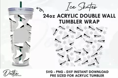 Ice Skates Starbucks 24oz Acrylic Tumbler Cup SVG File Product Image 1