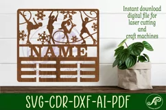 ice skater female medal holder Name svg laser cut Product Image 1