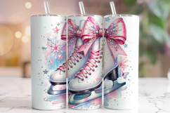 Ice Skating Tumbler Wrap Sublimation, Ice Skates Tumbler PNG Product Image 1