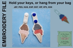 ITH Ice Cream Vinyl Key Fob or Bag Tag - Snap Tab Product Image 2