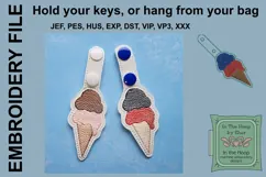 ITH Ice Cream Vinyl Key Fob or Bag Tag - Snap Tab Product Image 2