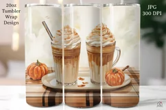 Fall Pumpkin Spice Latte Tumbler Wrap JPG Autumn Sublimation Product Image 1