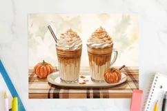 Fall Pumpkin Spice Latte Tumbler Wrap JPG Autumn Sublimation Product Image 2