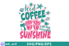 Iced Coffee Sunshine Summer Graphic Tee SVG PNG Design Product Image 2