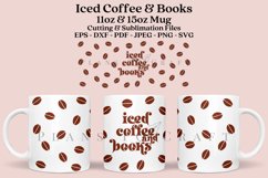 iced coffee and books coffee mug sublimation wrap glass mug wrap svg presized for 11oz and 15oz glass ready to cut and sublimation files