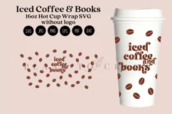 iced coffee and books starbucks 16oz hot cup wrap svg presized template for tumbler grande suitable for cricut and silhouette