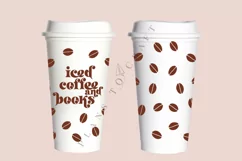 iced coffee and books starbucks 16oz hot cup wrap svg presized template for tumbler grande suitable for cricut and silhouette