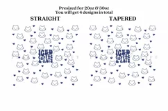 Iced Coffee and Cats skinny tumbler sublimation wrap with high resolution and transparant background are for 20oz and 30oz skinny tumbler