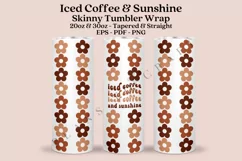 iced coffee and sunshine skinny tumbler sublimation design for 20oz and 30oz skinny tumbler sublimation wrap